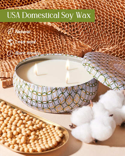 M&SENSE Apple Scented Candle – Large 3-Wick Soy Tin, 40+ Hr Burn, 100% Natural Vegan Wax | Gift for Women & Men