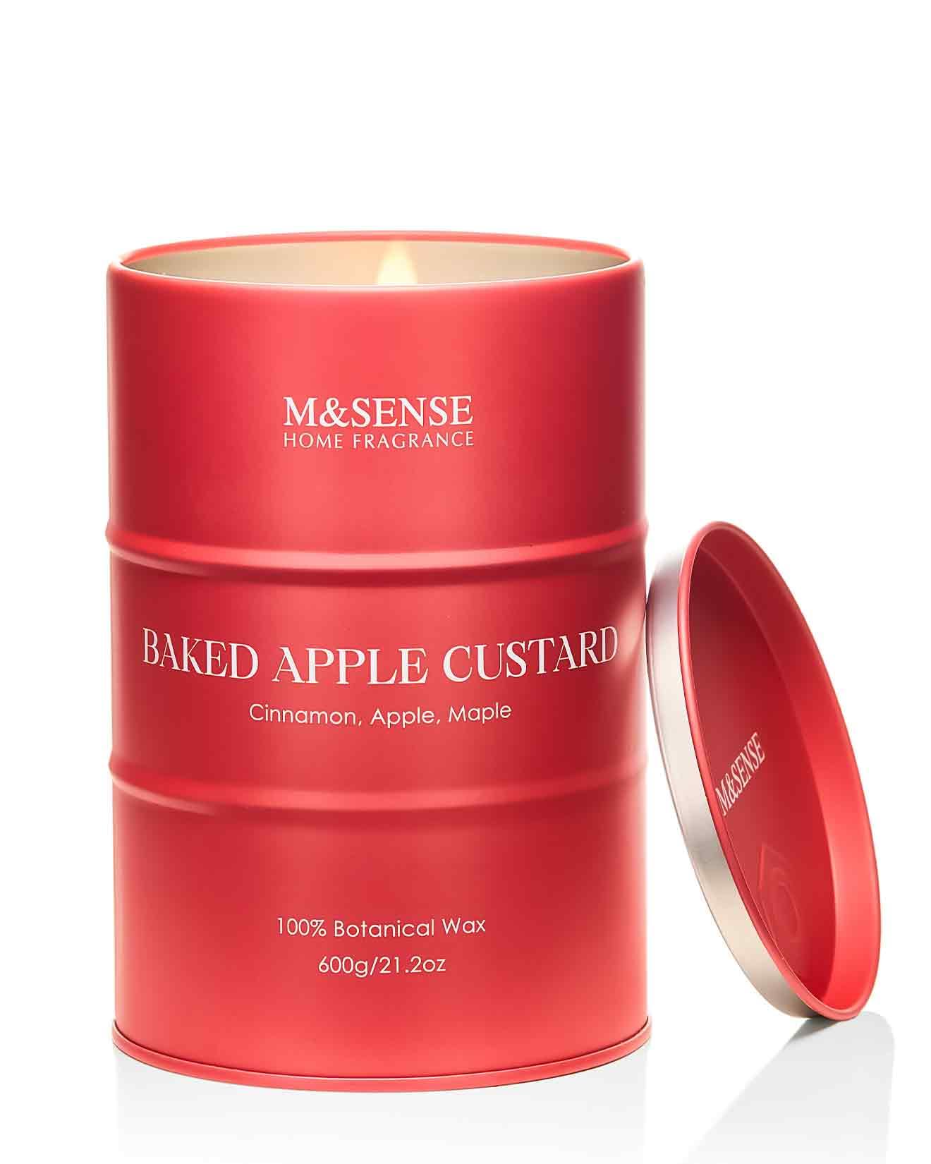 M&SENSE Baked Apple Scented Candles – Natural Soy Wax, 21.2oz, 120-Hour Burn