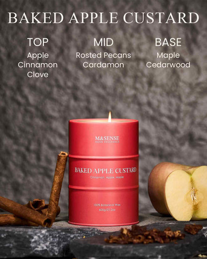 M&SENSE Baked Apple Scented Candles – Natural Soy Wax, 21.2oz, 120-Hour Burn
