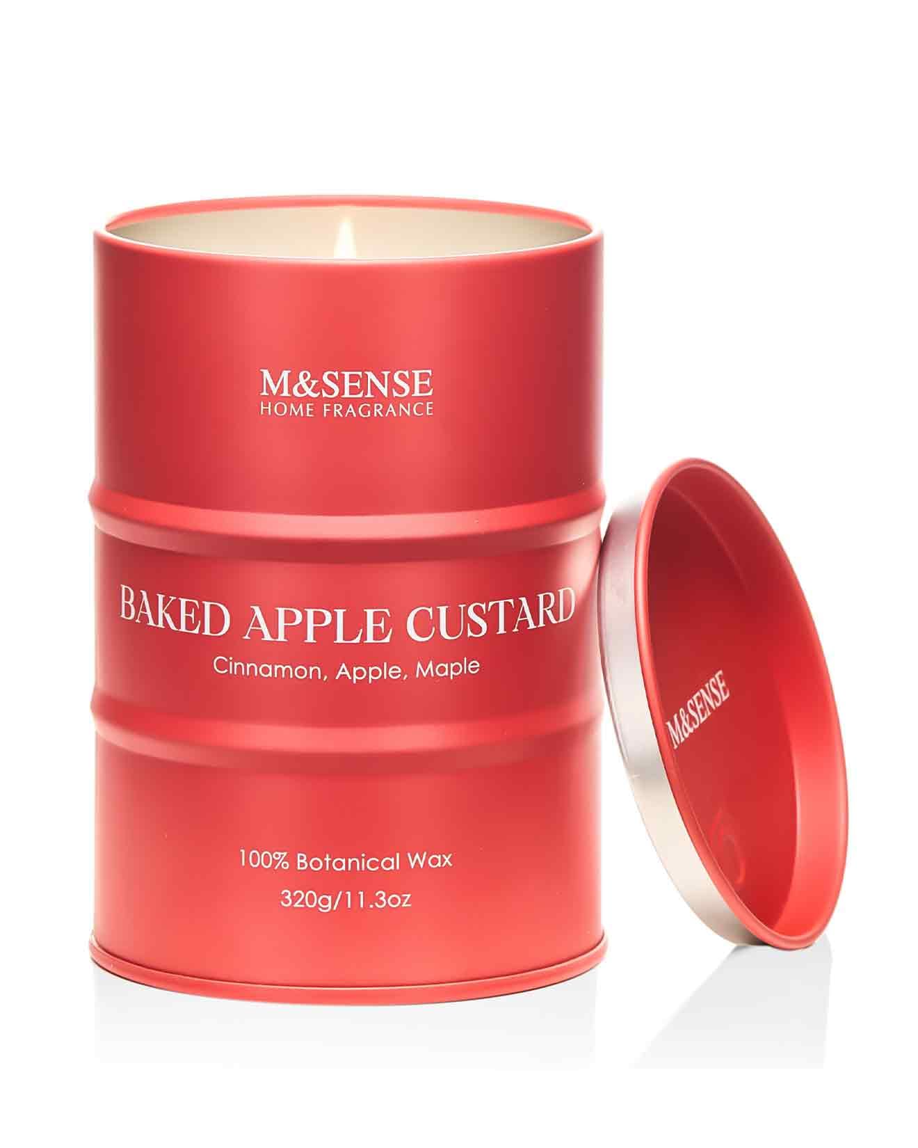 M&SENSE Baked Apple Scented Candle - Natural Non-Toxic Aromatherapy, 11.3oz, 70 Hour Burn