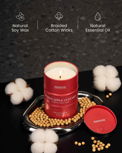 M&SENSE Baked Apple Scented Candle - Natural Non-Toxic Aromatherapy, 11.3oz, 70 Hour Burn