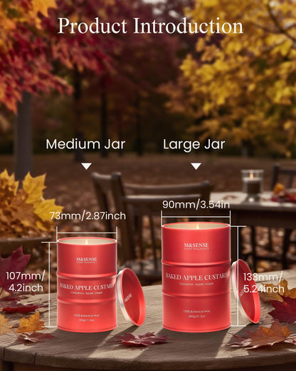 M&SENSE Baked Apple Scented Candle - Natural Non-Toxic Aromatherapy, 11.3oz, 70 Hour Burn