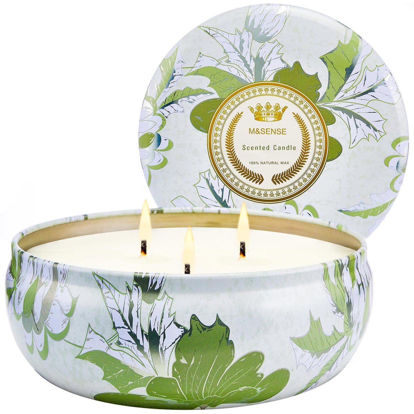 M&SENSE Citronella Outdoor 3-Wick Soy Candle - 40+ Hour Burn, Aromatherapy Gift