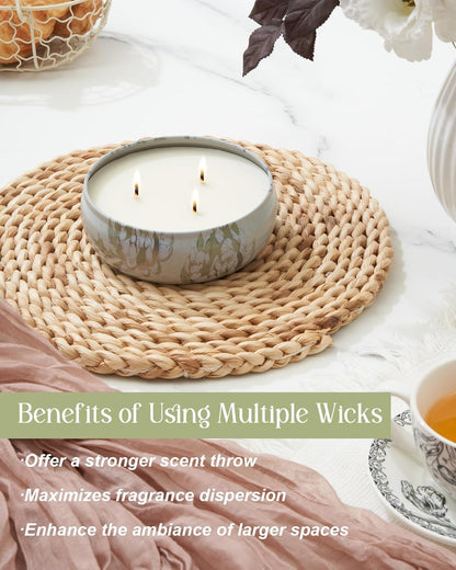 M&SENSE Citronella Outdoor 3-Wick Soy Candle - 40+ Hour Burn, Aromatherapy Gift