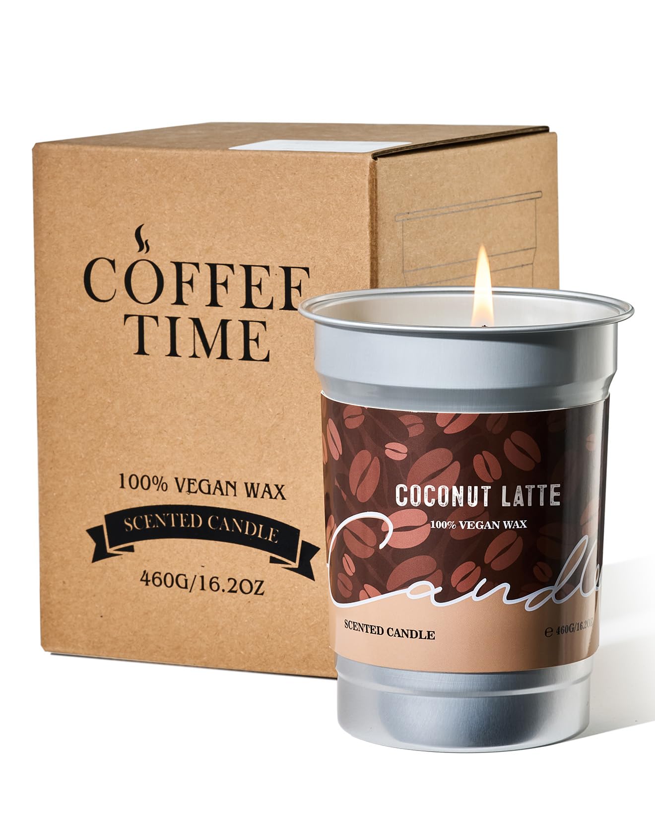 M&SENSE Coconut Latte Scented Candle – 16.2oz Soy Wax, 100+ Hours