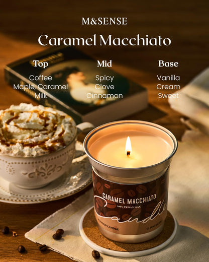 M&SENSE Coffee Candle – Caramel Macchiato, Soy Wax 16.2oz, 100h Burn