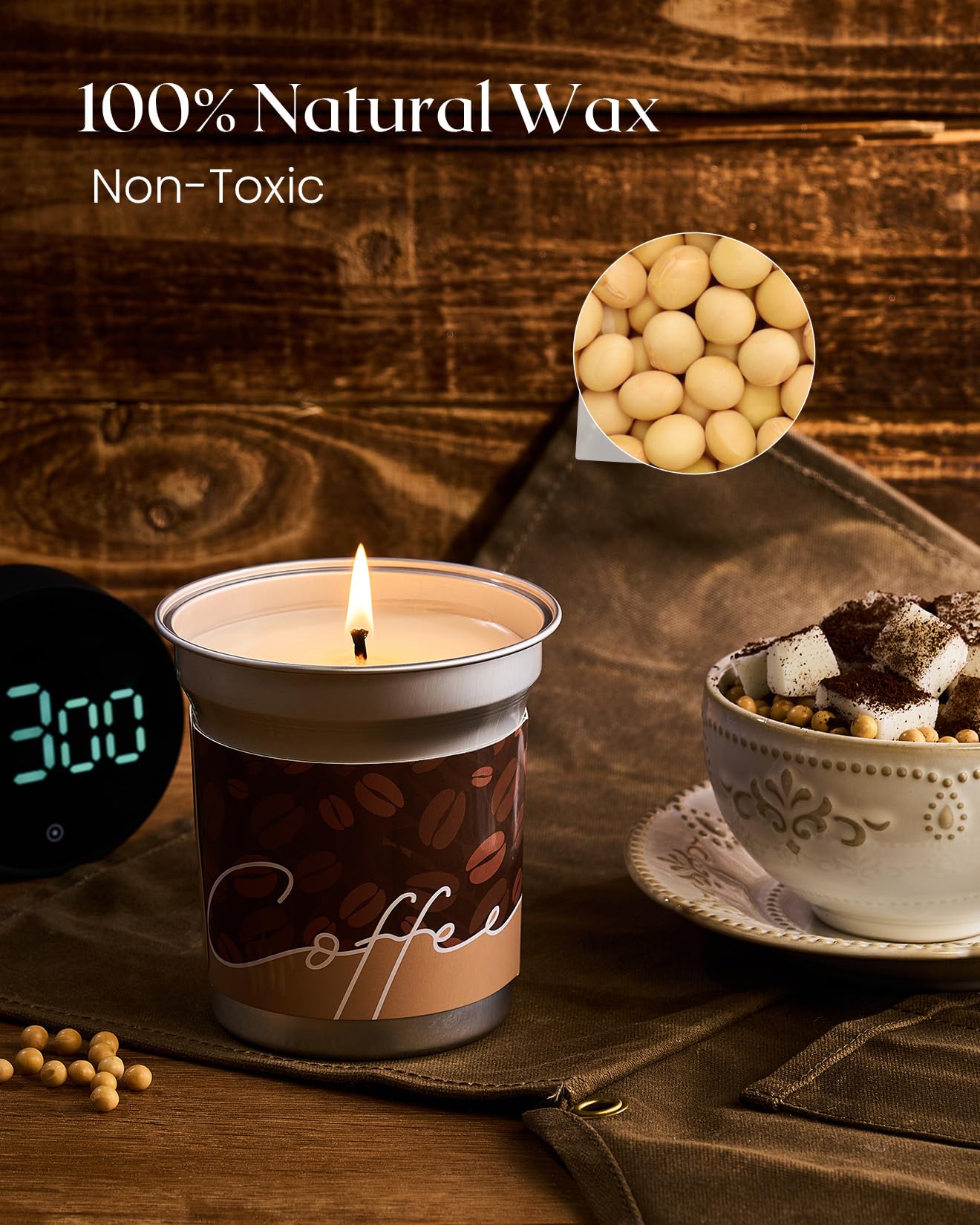 M&SENSE Coffee Candles Caramel Macchiato – Soy Wax, 12.3oz, 75-Hour Burn