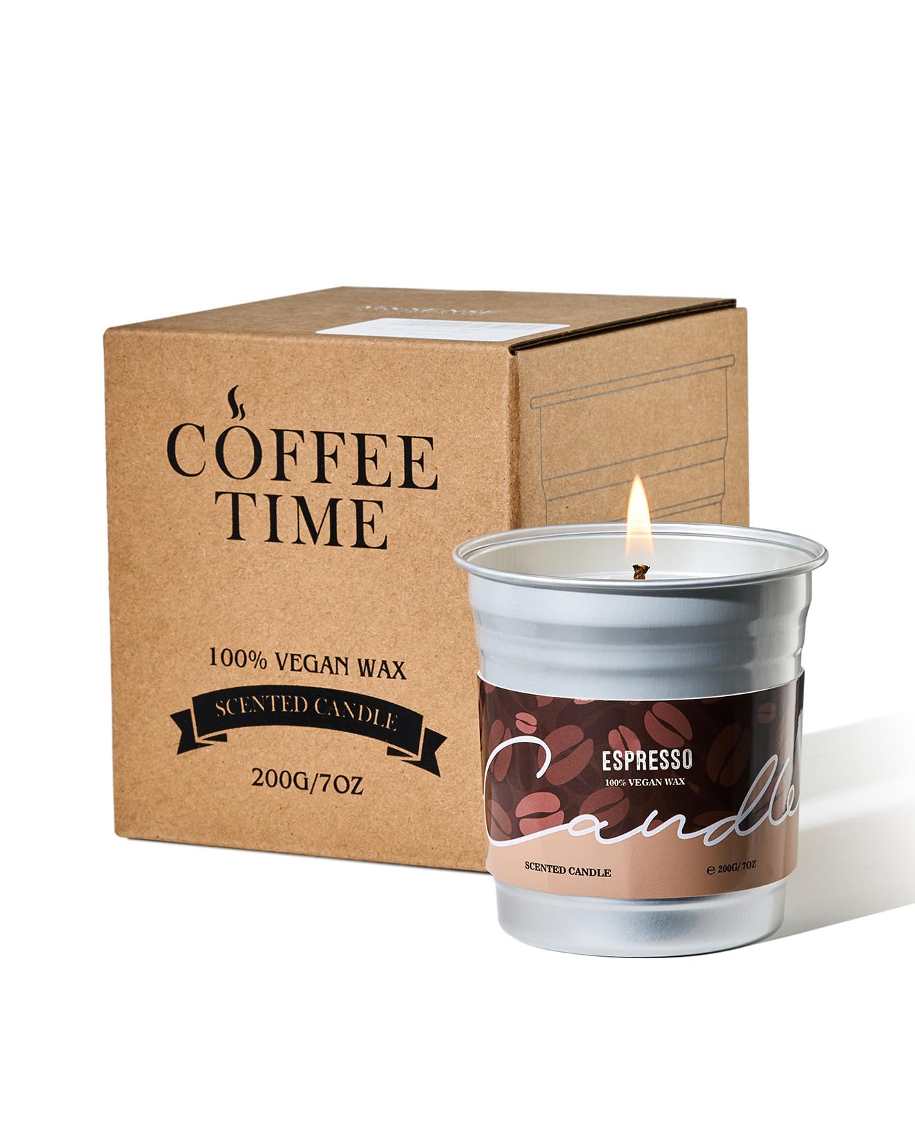 M&SENSE Espresso Candles - Black Coffee Scented 7oz Soy Wax Candle | Non-Toxic, Clean Burn