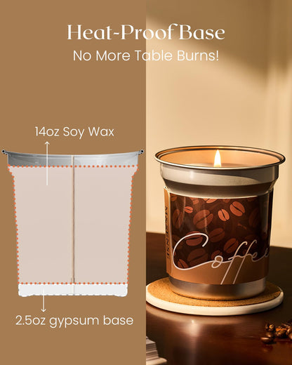 M&SENSE Espresso Candles – Black Coffee Scent, 12.3oz Soy Wax | Non-Toxic Clean Burn