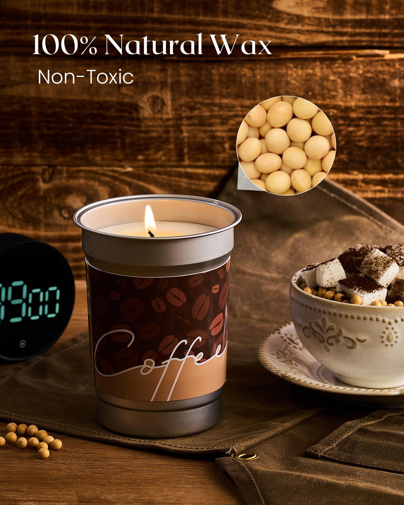 M&SENSE Espresso Candles – Black Coffee Scent, 16.2oz Soy Wax