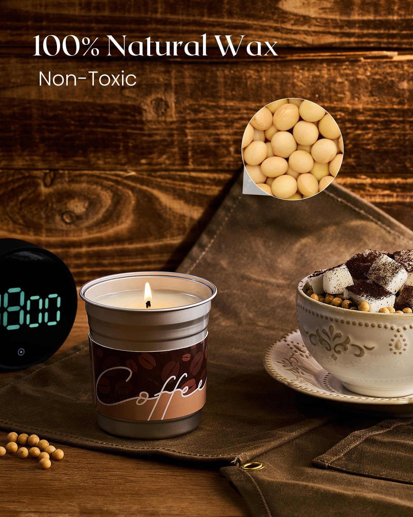 M&SENSE Espresso Candles - Black Coffee Scented 7oz Soy Wax Candle | Non-Toxic, Clean Burn