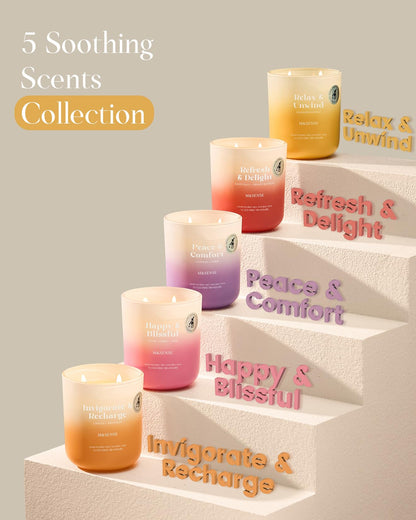 M&SENSE White Peach & Orange Blossom Candle – 14.1oz, 80-Hour Non-Toxic Soy Wax