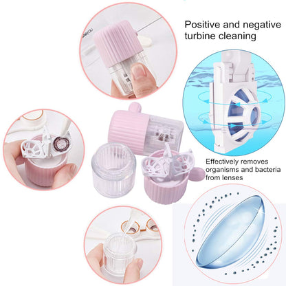 MUDOR Portable Contact Lens Cleaner - Quick Clean for Soft & Hard Lenses (Cherry Pink)