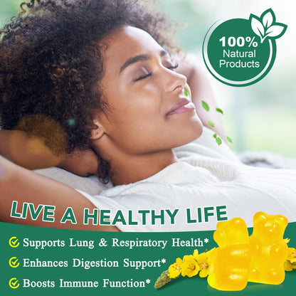 Mullein Gummies for Lungs | 2000mg Mullein Leaf Extract | Lung Support & Immune Health | 60 pcs