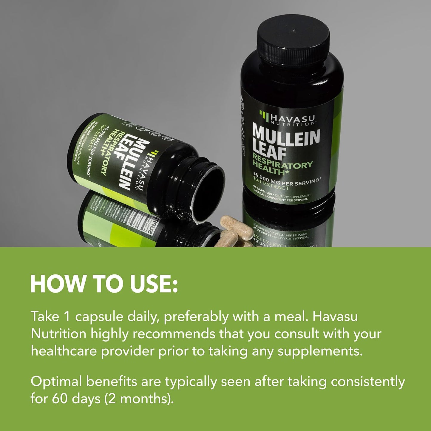 Mullein Leaf Capsules – 5000mg Extract (10:1) for Lung Support | Vegan & Non-GMO | 60 Count