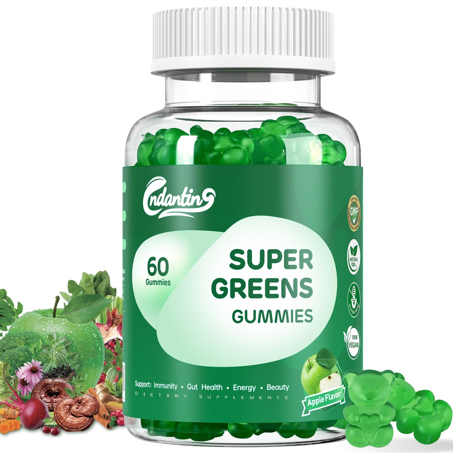 Multivitamin Super Greens Gummies for Women - Vegan Apple, 60 Count