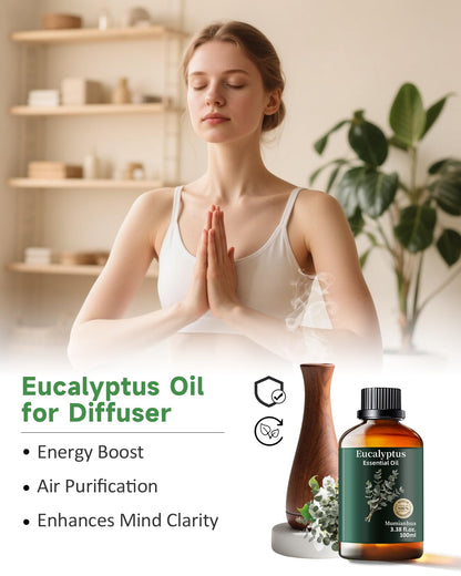 Pure Eucalyptus Essential Oil for Outdoor Shield – Patio & Garden | Mumianhua 3.38 Fl Oz