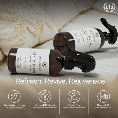 Muse Apothecary Linen Ritual – Aromatic Linen Mist for Fabric & Laundry (8 oz, Amber Cashmere) – 2 Pack