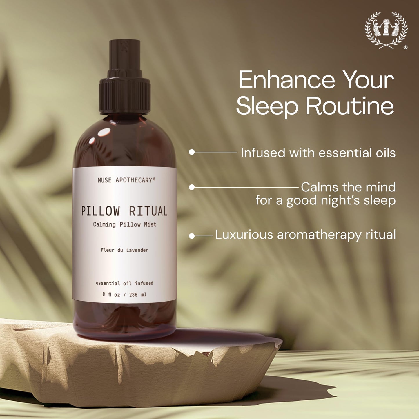Muse Apothecary Pillow Ritual - Aromatic Pillow Mist (4 oz) Bergamot, French Lavender & Sandalwood