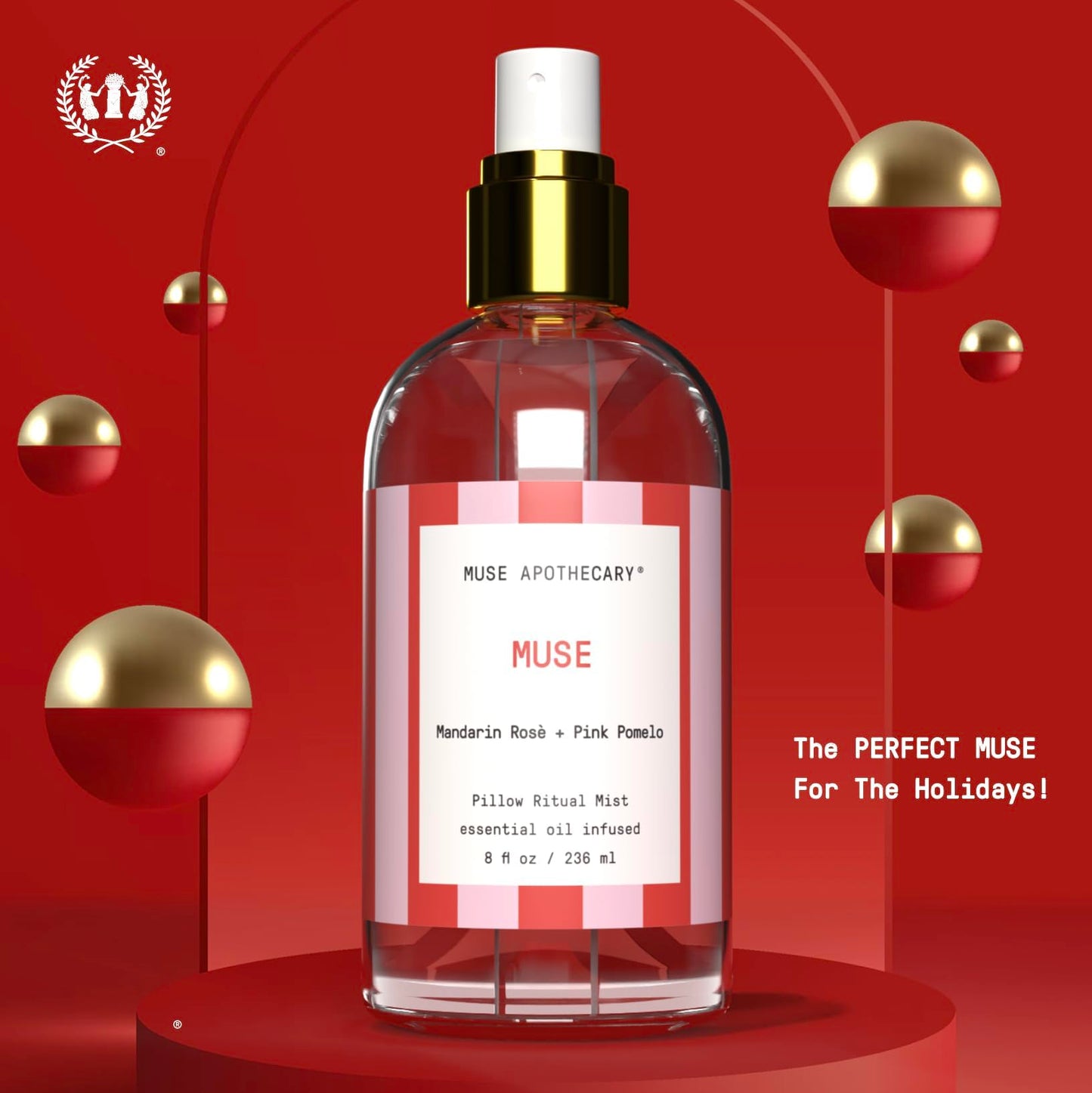 Muse Apothecary Pillow Ritual - Aromatic Pillow Mist, 8 oz (Mandarin Rosé + Pink Pomelo)