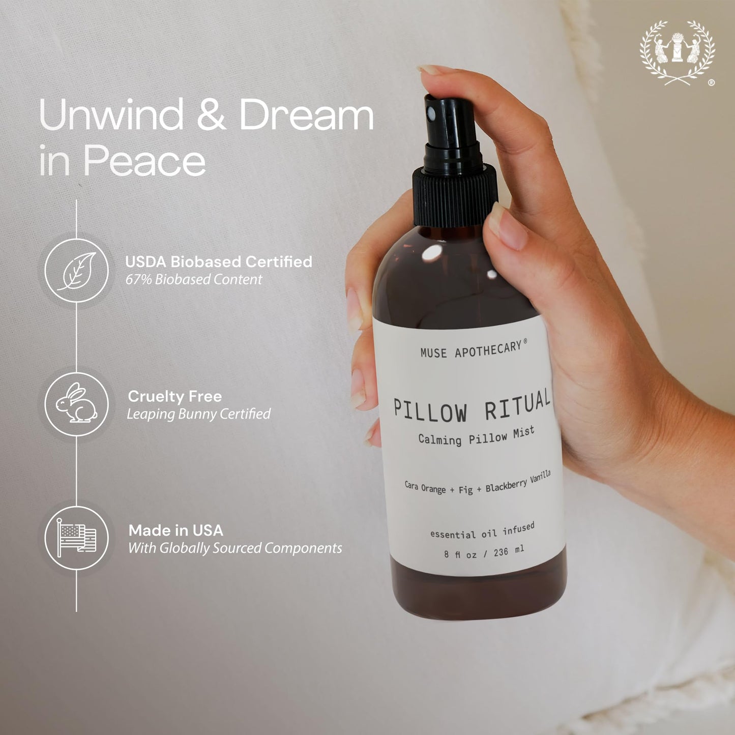 Muse Apothecary Pillow Ritual - Aromatic Pillow Mist (8 oz) | Cara Orange + Fig + Blackberry Vanilla