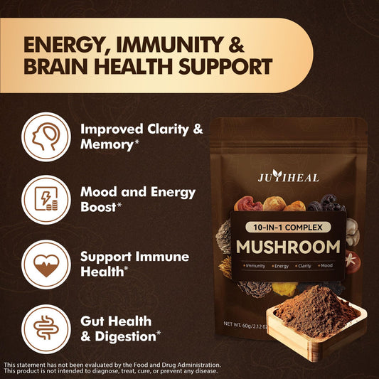 10-in-1 Organic Mushroom Powder – Lion's Mane & More (60g)