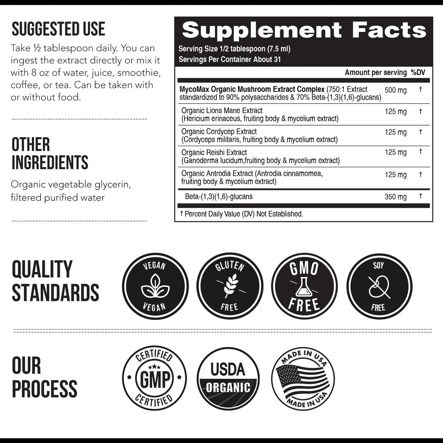 MycoMax Mushroom Complex – 70% Beta Glucans, US Grown