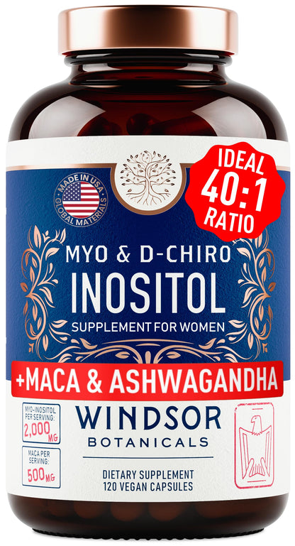 Myo & D-Chiro Inositol 40:1 – 2000 mg Myo-Inositol, Maca & Ashwagandha (120 Veg Caps)