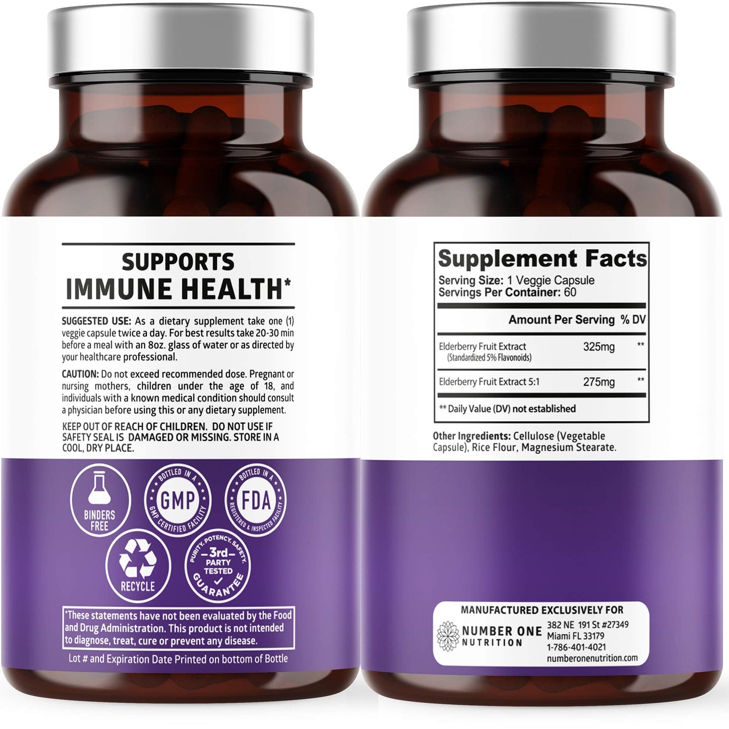 N1N Premium Black Elderberry Capsules – Max Strength for Immunity & Skin Health | 60 Veg Caps (Pack of 2)