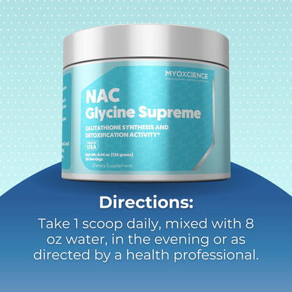 MYOXCIENCE NAC Glycine Supreme – NAC + Glycine + Taurine (Natural Peach & Pineapple) 30 Servings