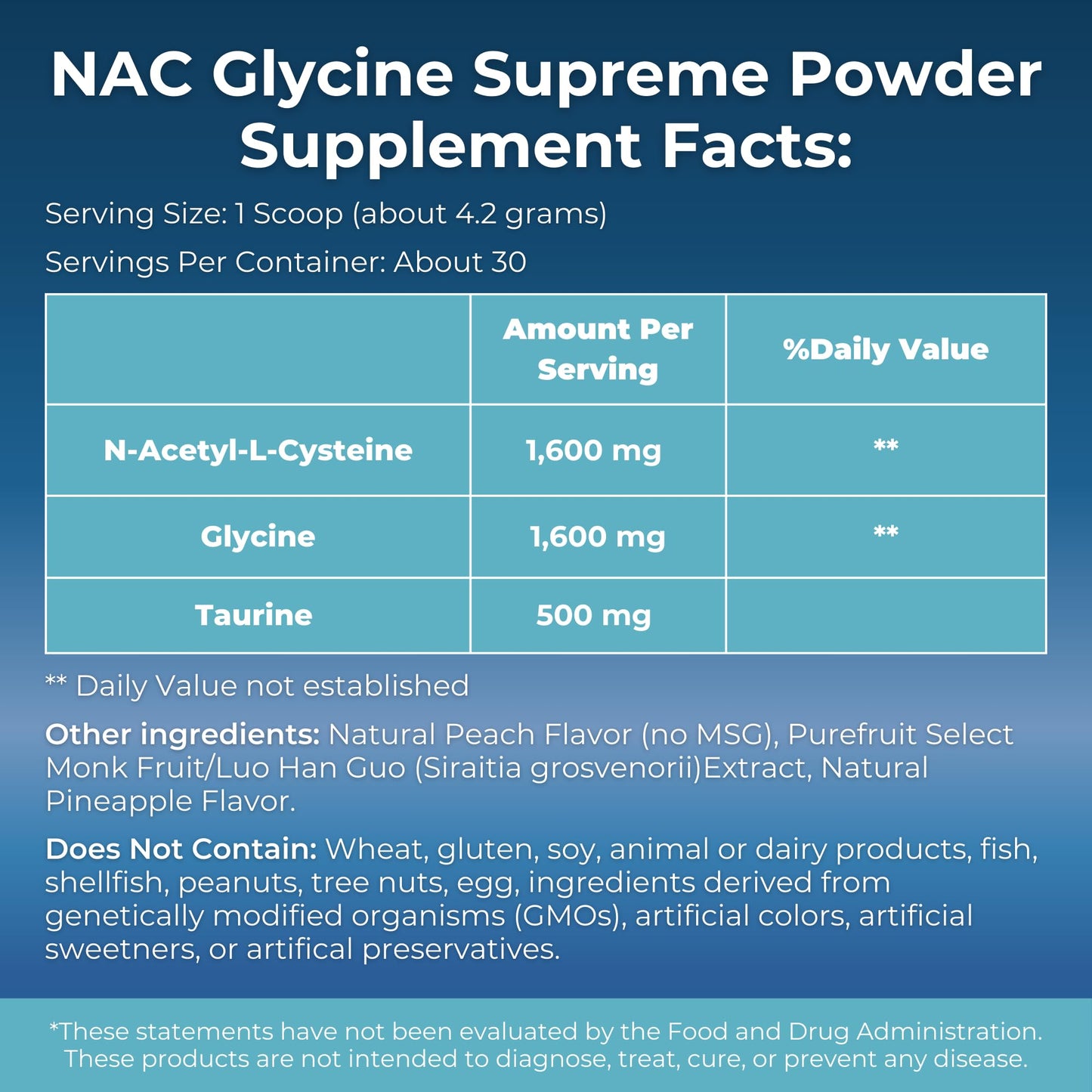 MYOXCIENCE NAC Glycine Supreme – NAC + Glycine + Taurine (Natural Peach & Pineapple) 30 Servings