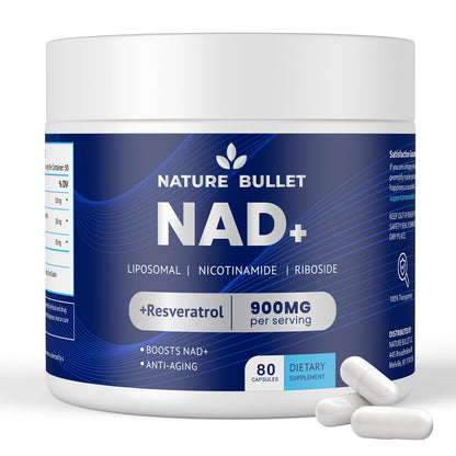 NAD+ Liposomal NR with Resveratrol - 900mg per Serving | 80 Capsules