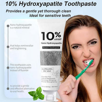 Nano-Hydroxyapatite Toothpaste - New Upgraded Formula, 10% NHA, Enamel Strengthening, Fluoride-Free, Gentle on Sensitive Teeth, 4.23oz