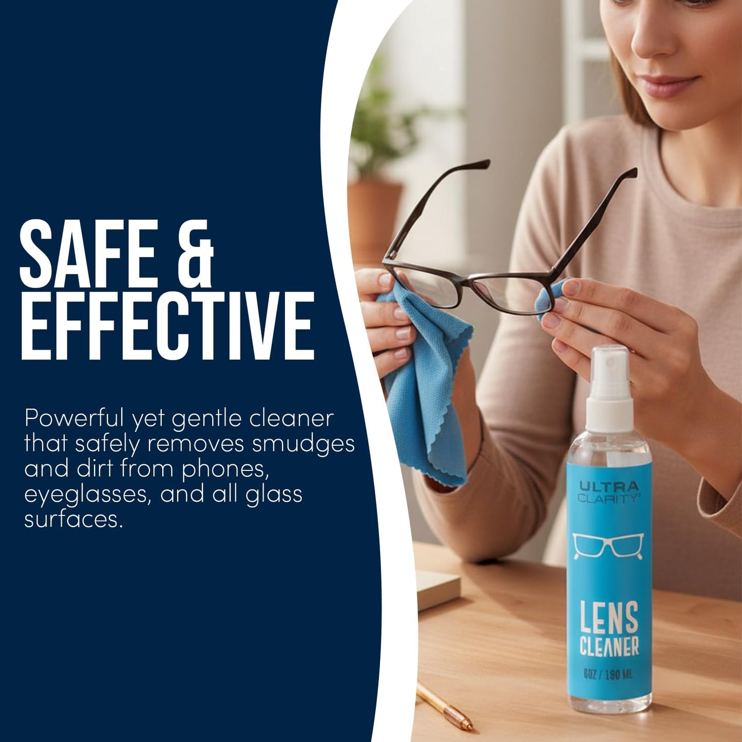 Powered by Nano Magic Eyeglass Lens Cleaning Spray 6 oz (1 Pack) | Professional Grade Formula, Silicone-Free | for Glasses, Phone, Electronic Screens, Optic Surfaces, Coated Surfaces - Made in USA