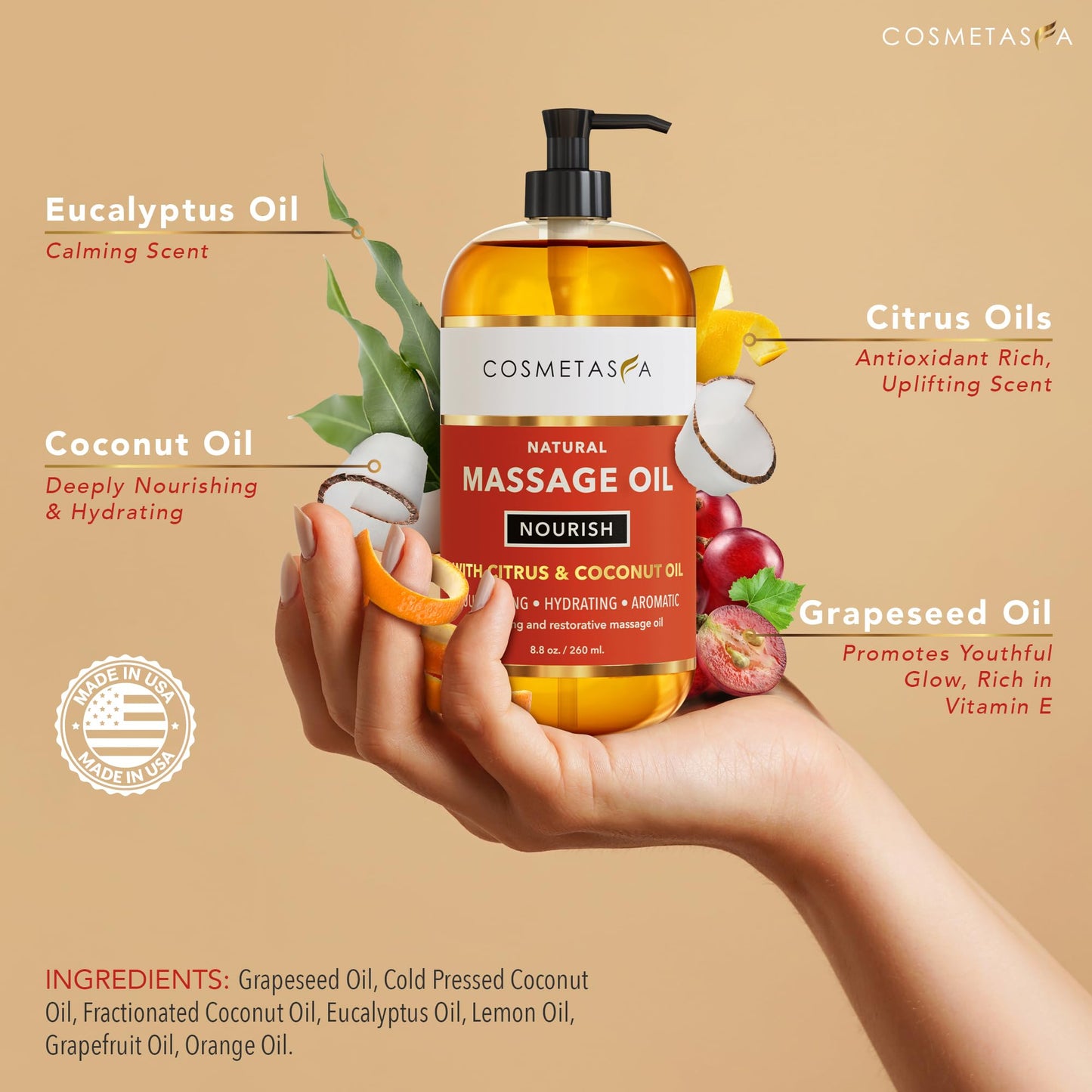 Natural Citrus & Coconut Massage Oil – Smooth Glide, Non-Greasy Hydration
