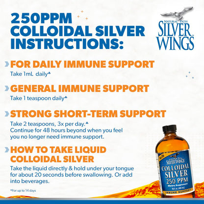 Natural Path Silver Wings Colloidal Silver Liquid 250ppm - 2oz Dropper