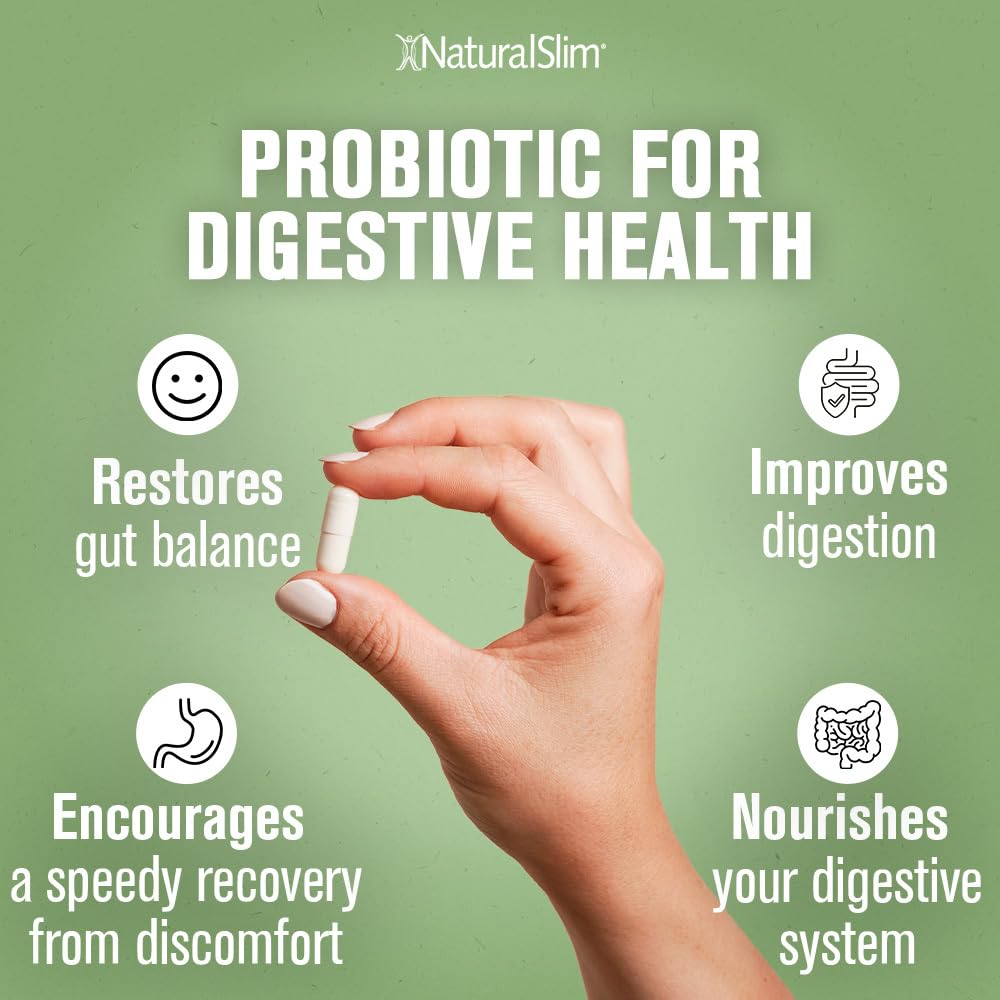 NaturalSlim Good Flora Probiotic – Gentle 7-Strain Formula, 60 Vegetarian Capsules (2-Pack)