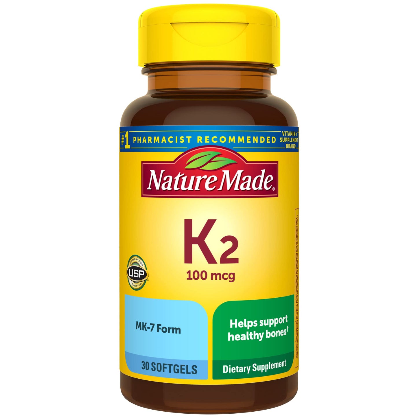 Nature Made Vitamin K2 100 mcg MK-7 Softgels – 30 Day Bone Health Supplement | USP Verified