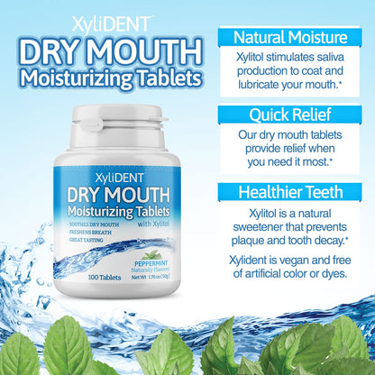 Nature's Stance XyliDENT Dry Mouth Tablets – Stimulate Saliva & Fresh Breath (Peppermint)