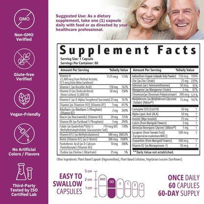 NatureGenX Just One Daily Methylated Multivitamin – 60 Vegan Capsules, USA-Made, Iron-Free
