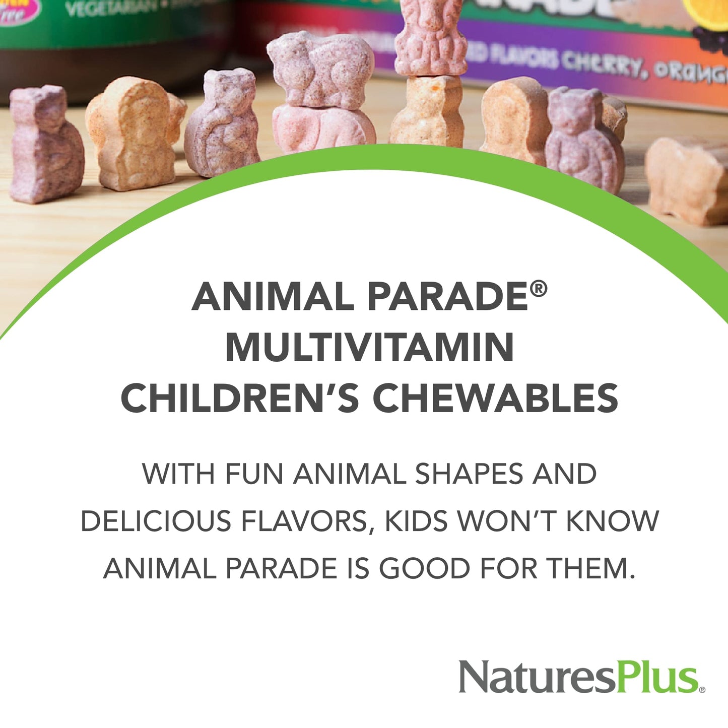 Nature's Plus Animal Parade Cherry Multivitamin for Kids – 180 Animal-Shaped Chewables, 90 Servings