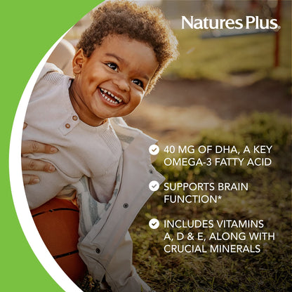 Nature's Plus Animal Parade DHA Children's Chewables – Cherry Flavor, 90 Animal-Shaped Tablets | Gluten Free