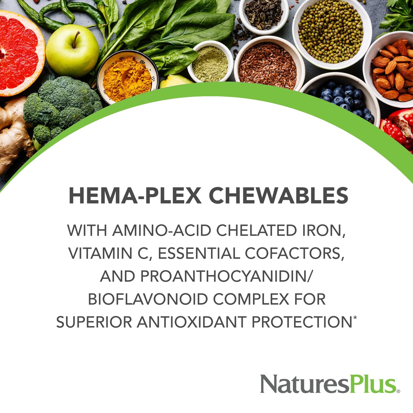 Natures Plus Hema-Plex Iron – 60 Mixed Berry Chewables, 85 mg Iron