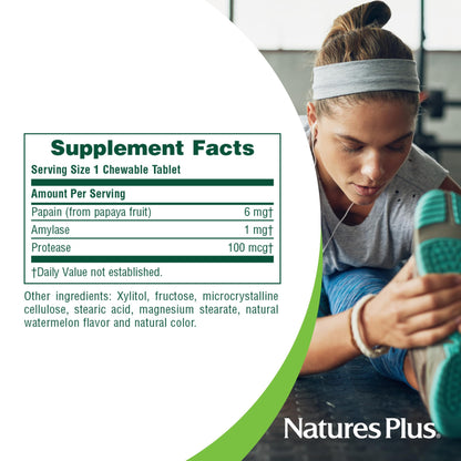 Natures Plus Papaya Enzyme - 6 mg Papain | All-Natural Digestive Aid (180 Chewables)