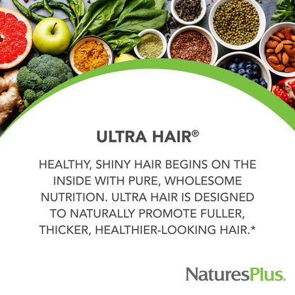 Natures Plus Ultra Hair - Sustained Release Mini Tablets (120 ct) - Hair Growth for Men & Women, Vegetarian & Gluten-Free