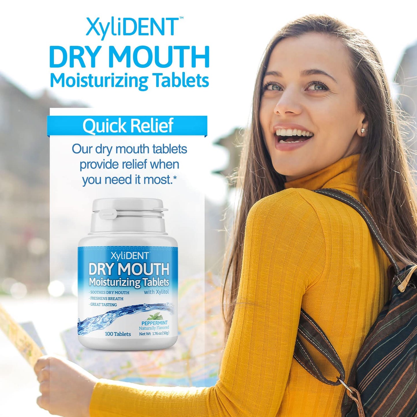 Nature's Stance XyliDENT Xylitol Tablets – Dry Mouth Relief, Fresh Breath, Peppermint, 100 Count per Pack, Pack of 2