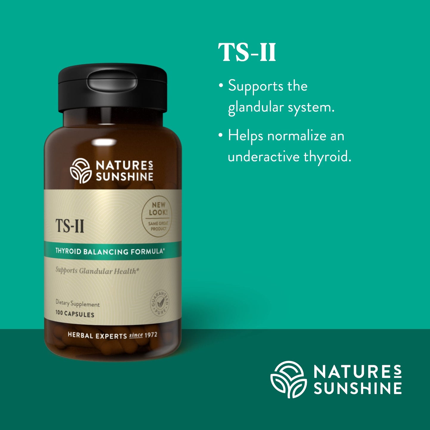 Nature's Sunshine TS II w/Hops – 100 Capsules | Thyroid Support & Balance