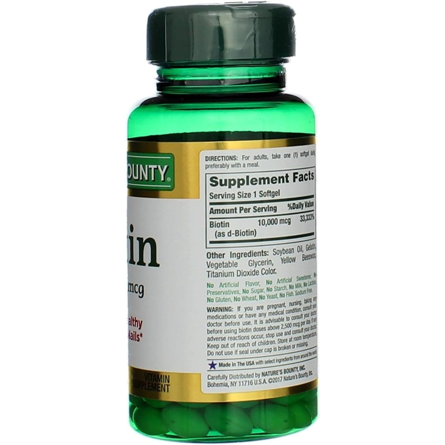 Nature's Bounty Biotin 10,000 mcg Ultra Strength – 4-Pack, 120 Softgels
