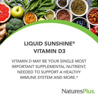 Natures Plus Liquid Sunshine Vitamin D3 5000 IU – 16 oz (32 Servings) – Tropical Citrus