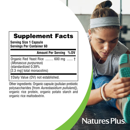 Natures Plus Source of Life Garden Red Yeast Rice 600 mg – 60 Vegan Capsules | Organic, Gluten-Free